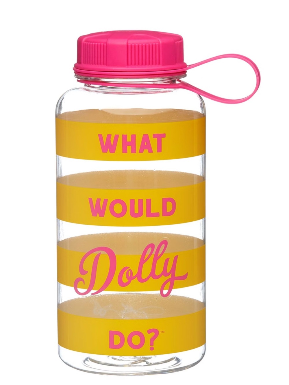 What Would Dolly Do? Yellow & Pink Water Bottle -